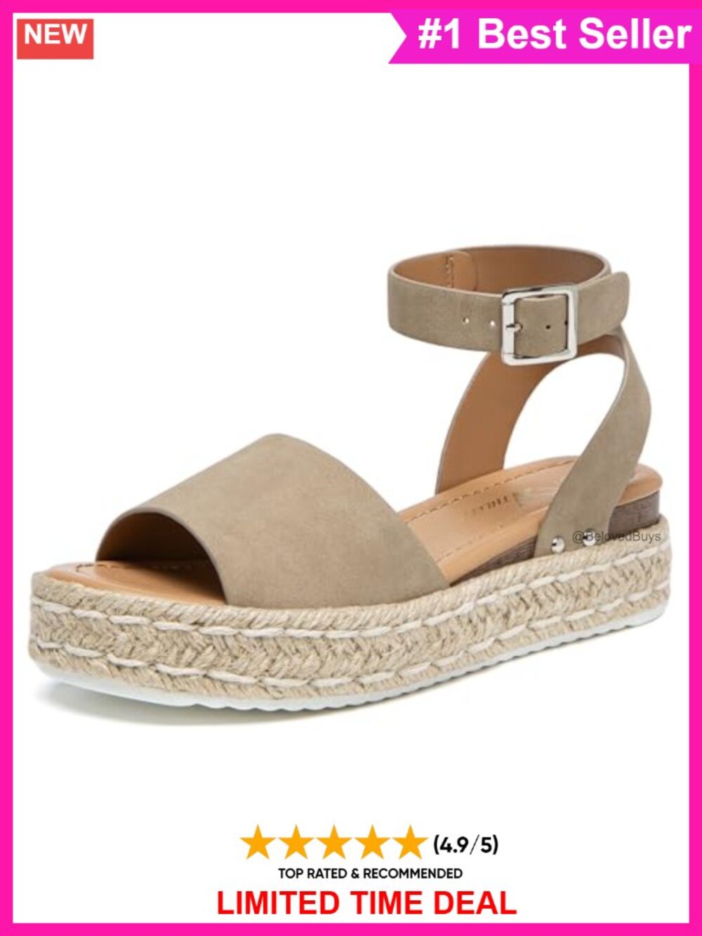 Women's Espadrille Platform Wedge Sandals Open Toe Ankle Strap Buckle PU